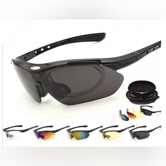 Outdoor Sports Riding Sunglasses. 5 Changeable Lens Variations. Comfy Nose-pads - Picture 3 of 12
